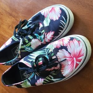 Vans Women Authentic Hawaiian Floral Print Skate Shoe Size 7